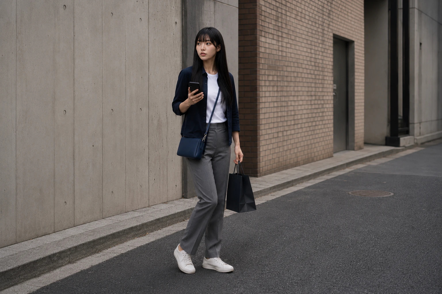 By afternoon Maya carries a phone, a small shopping bag and a crossbody at once