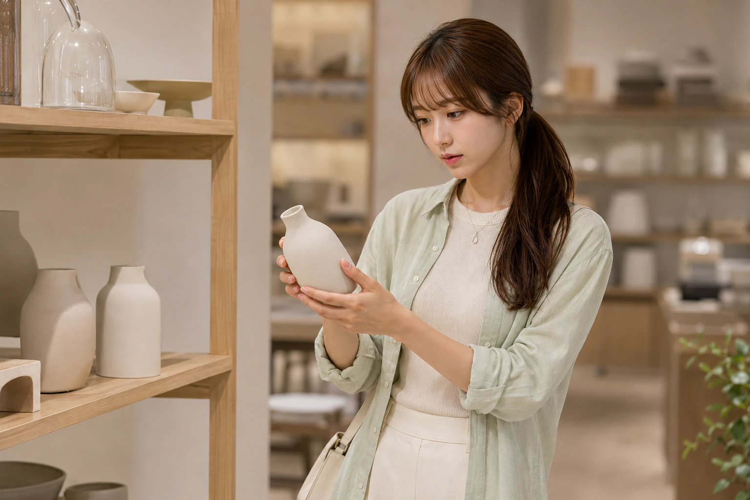 Browsing unbranded objects in a quiet Seongsu select shop