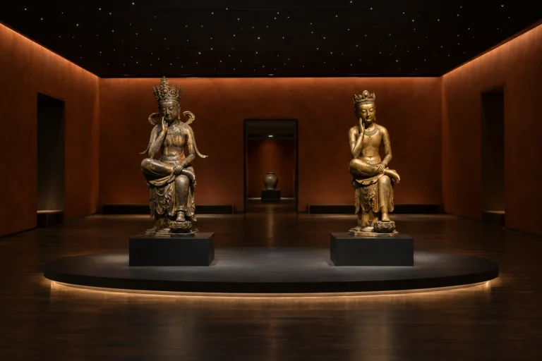 The Room of Quiet Contemplation: Walking All the Way Round Two Pensive Bodhisattvas — Rina Heads Straight from Ichon Station to the 2nd Floor of the National Museum of Korea, Takes the Dark Entrance Passage Slowly, and Sorts Two Statues — One 6th-Century, One 7th-Century — into Left and Right on a Saturday Evening