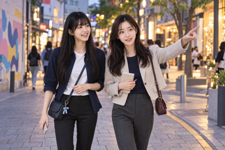 A Thursday evening before Halloween: walking Hongdae’s Red Road from R1 to R7 with Maya and Rina