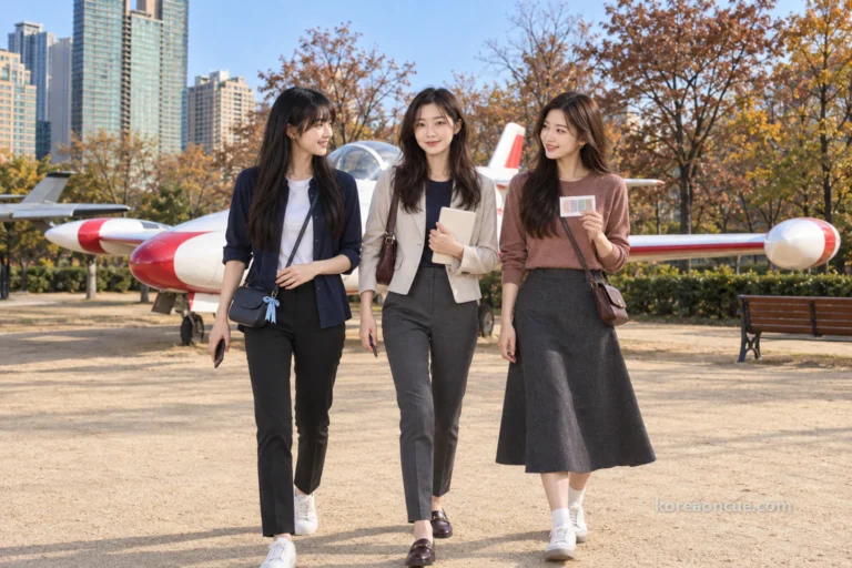 The first walk for three: Rina brings Maya and Mali together at Boramae Park in late autumn