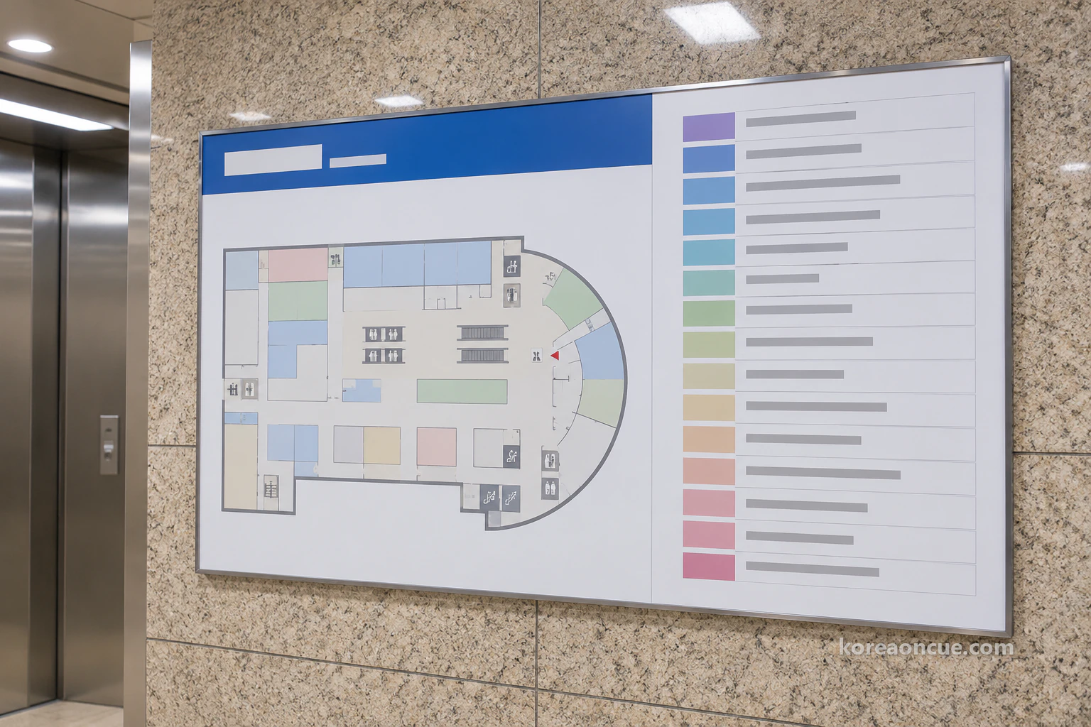 The Kukje Electronics Center floor directory listing the trade on each floor. Editorial image.
